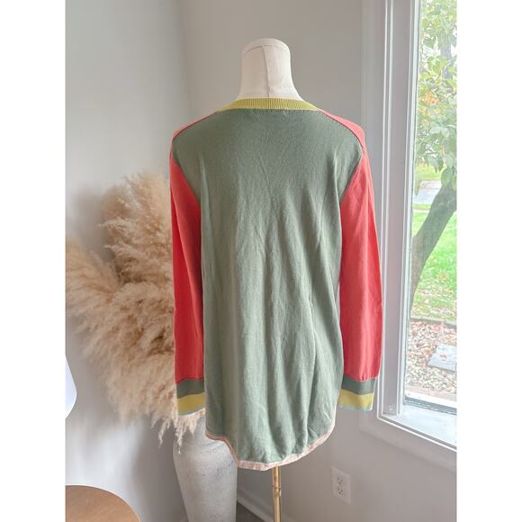 Zaket & Plover Sweater Size Small Colorblock Long Sleeve Pocket Crewneck - Picture 6 of 8